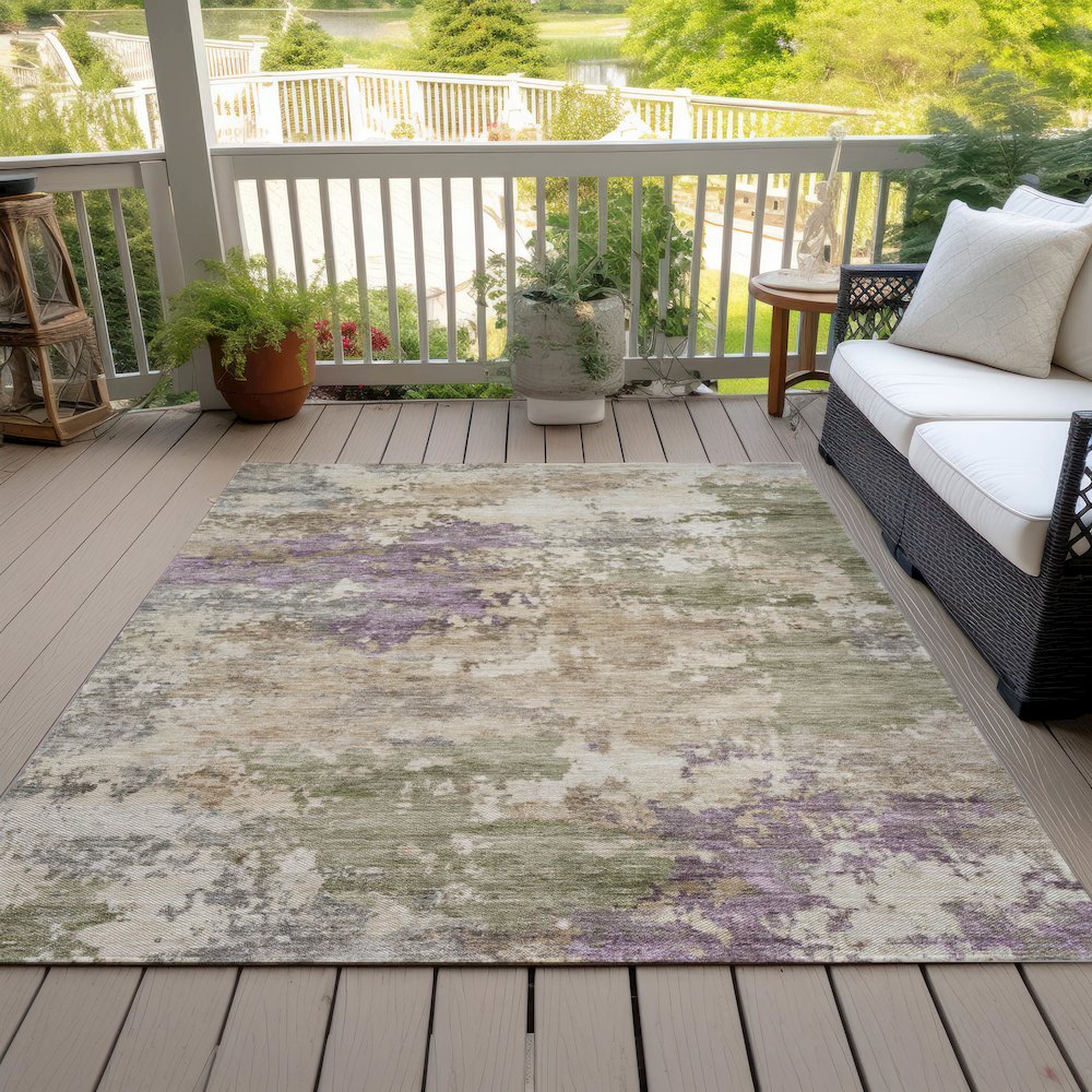 Machine Washable Indoor/Outdoor Chantille ACN2068 Beige 9' x 12' Rug. Picture 8