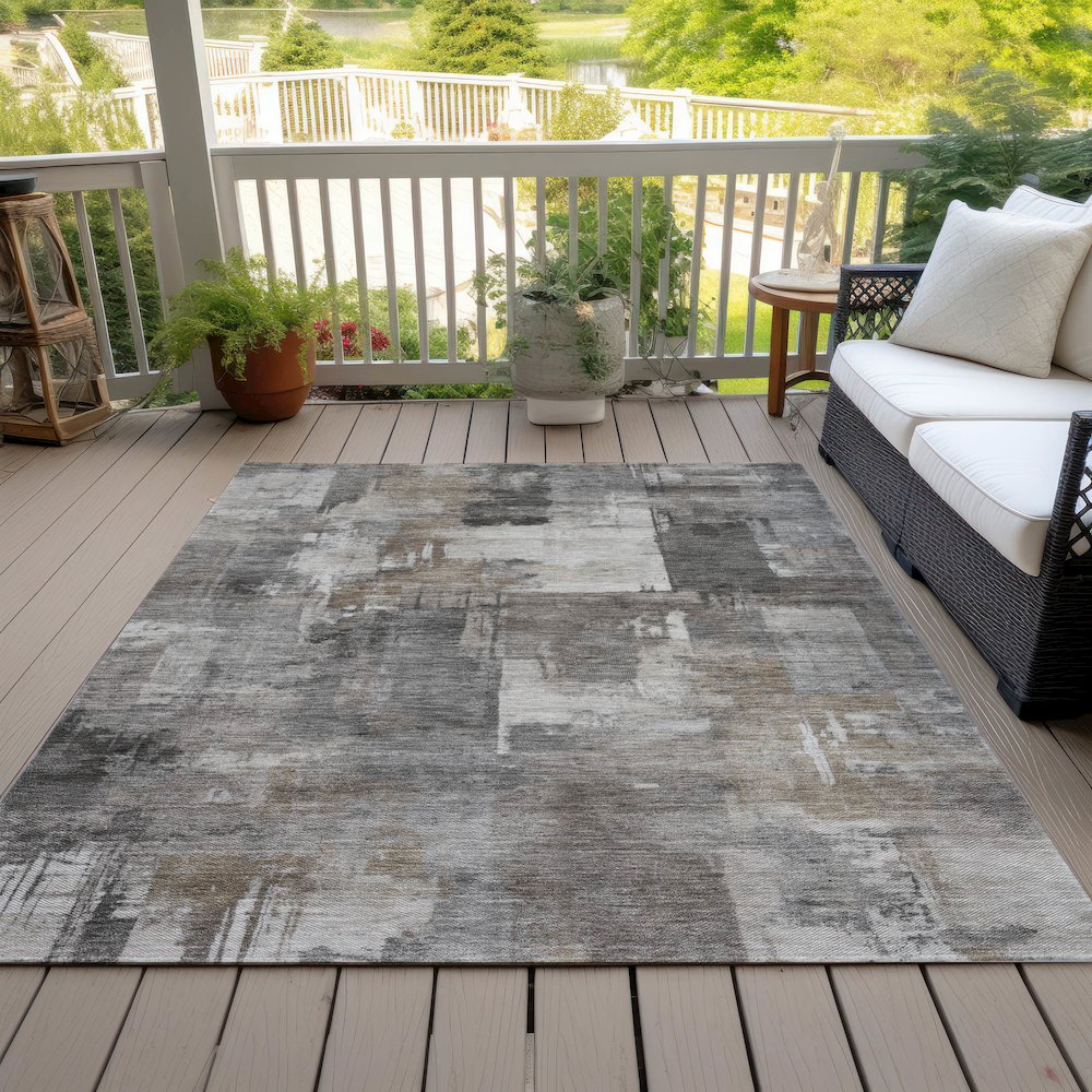 Machine Washable Indoor/Outdoor Chantille ACN2069 Pewter 9' x 12' Rug. Picture 8
