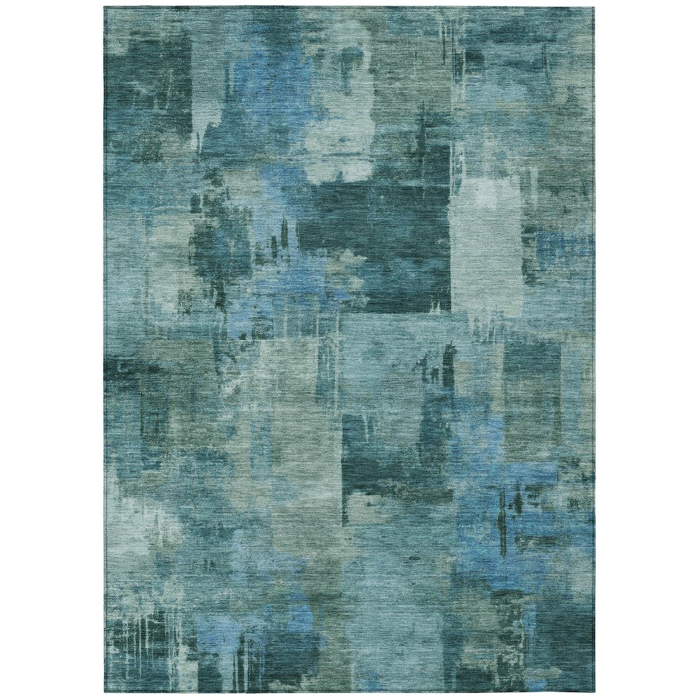 Machine Washable Indoor/Outdoor Chantille ACN2069 Teal 9' x 12' Rug. Picture 1