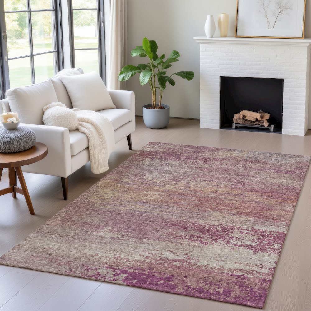 Machine Washable Indoor/Outdoor Chantille ACN2071 Merlot 9' x 12' Rug. Picture 5
