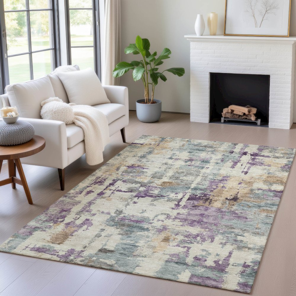 Machine Washable Indoor/Outdoor Chantille ACN2072 Linen 9' x 12' Rug. Picture 5