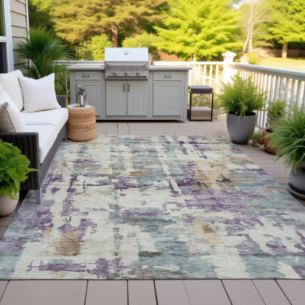 Machine Washable Indoor/Outdoor Chantille ACN2072 Linen 9' x 12' Rug. Picture 7