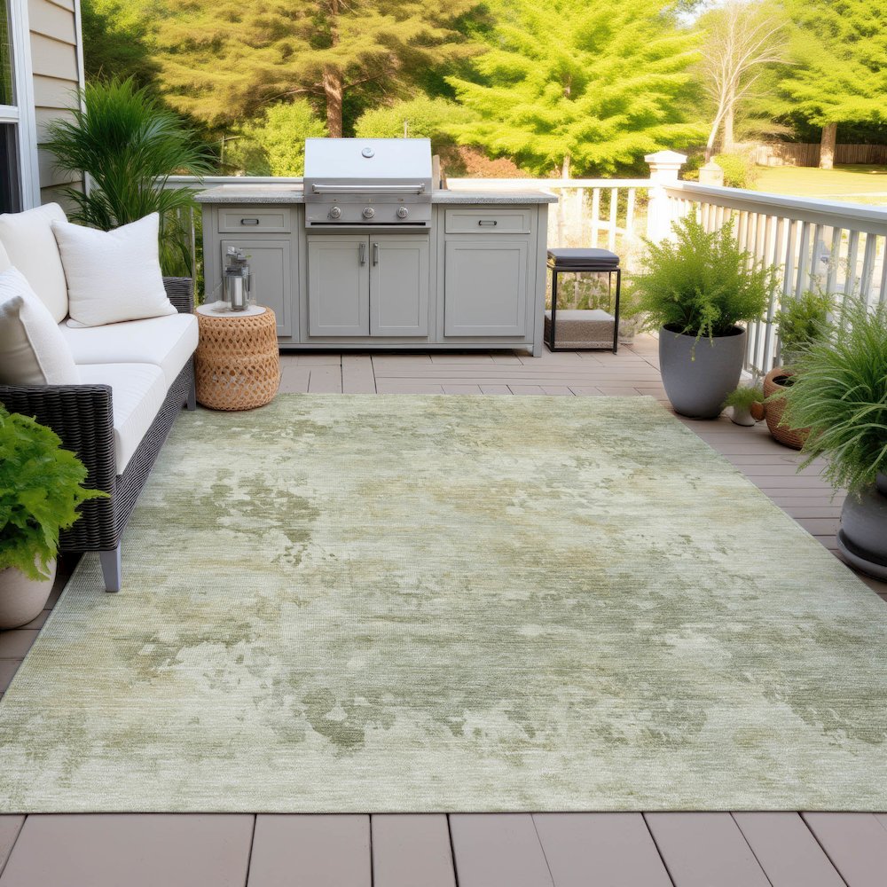 Machine Washable Indoor/Outdoor Chantille ACN2073 Sage 9' x 12' Rug. Picture 7