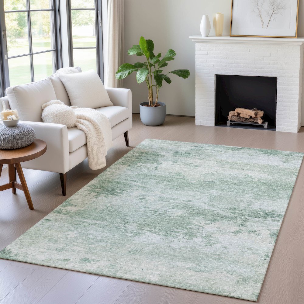 Machine Washable Indoor/Outdoor Chantille ACN2075 Mint 9' x 12' Rug. Picture 5