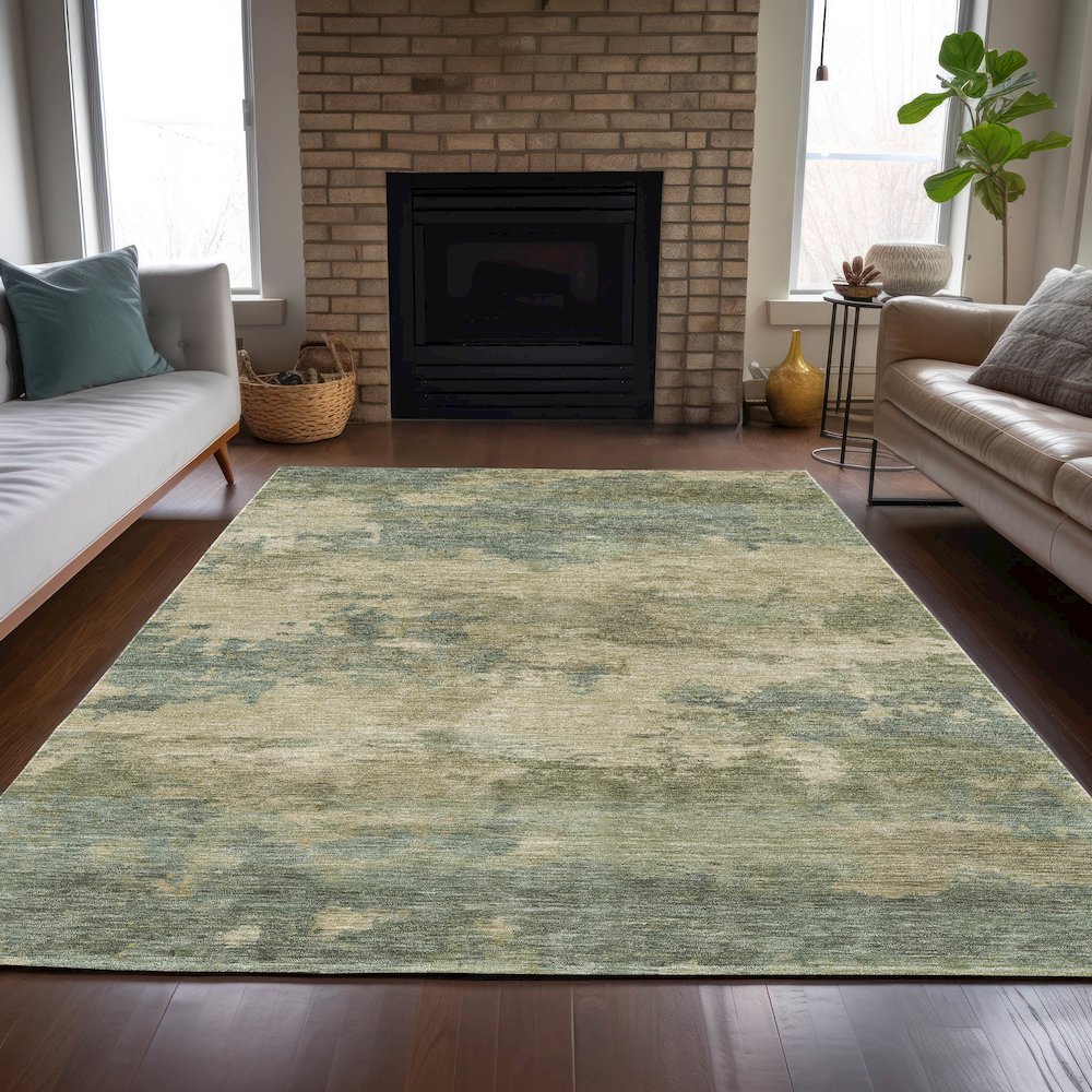 Machine Washable Indoor/Outdoor Chantille ACN2075 Seafoam 9' x 12' Rug. Picture 6