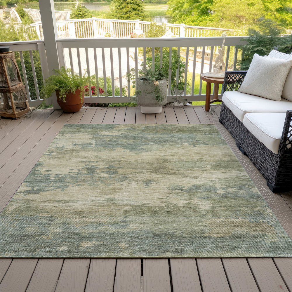 Machine Washable Indoor/Outdoor Chantille ACN2075 Seafoam 9' x 12' Rug. Picture 8