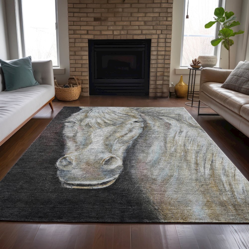 Machine Washable Indoor/Outdoor Chantille ACN2080 Ivory 9' x 12' Rug. Picture 6