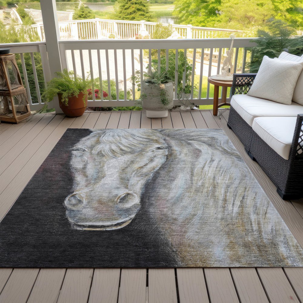 Machine Washable Indoor/Outdoor Chantille ACN2080 Ivory 9' x 12' Rug. Picture 8