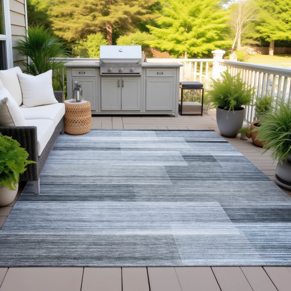 Machine Washable Indoor/Outdoor Chantille ACN2082 Denim 9' x 12' Rug. Picture 7