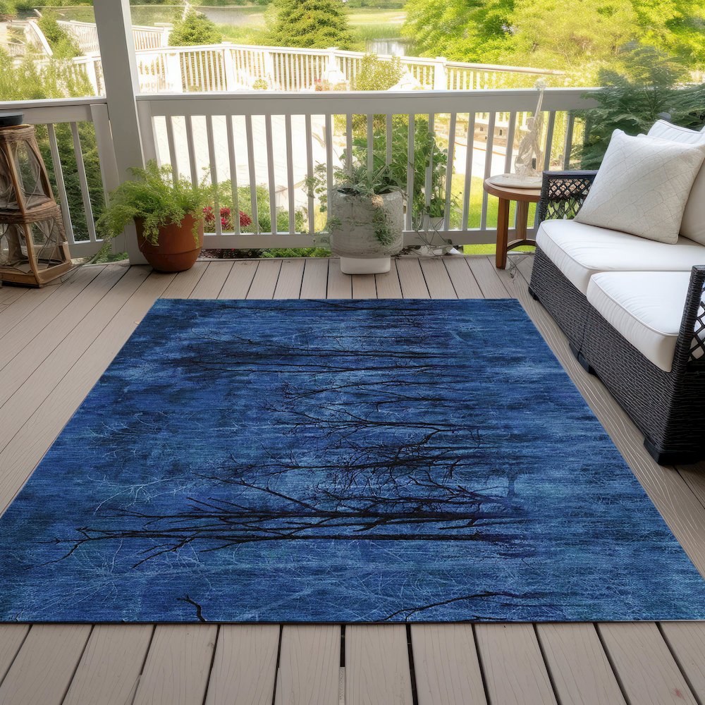 Machine Washable Indoor/Outdoor Chantille ACN2083 Blue 9' x 12' Rug. Picture 8