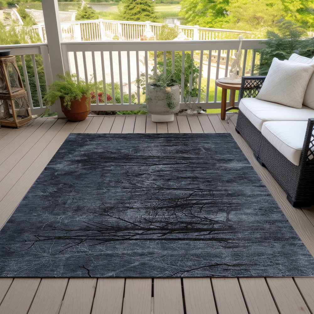 Machine Washable Indoor/Outdoor Chantille ACN2083 Charcoal 9' x 12' Rug. Picture 8