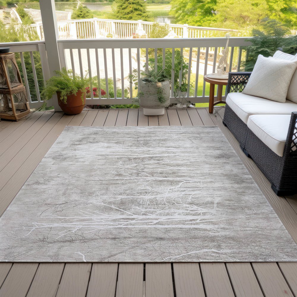 Machine Washable Indoor/Outdoor Chantille ACN2083 Silver 9' x 12' Rug. Picture 8