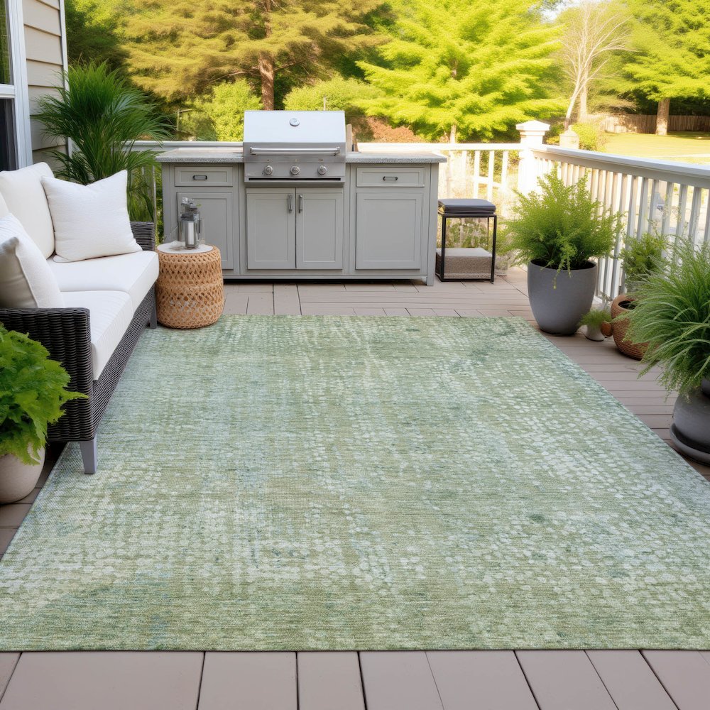 Machine Washable Indoor/Outdoor Chantille ACN2087 Green 9' x 12' Rug. Picture 7