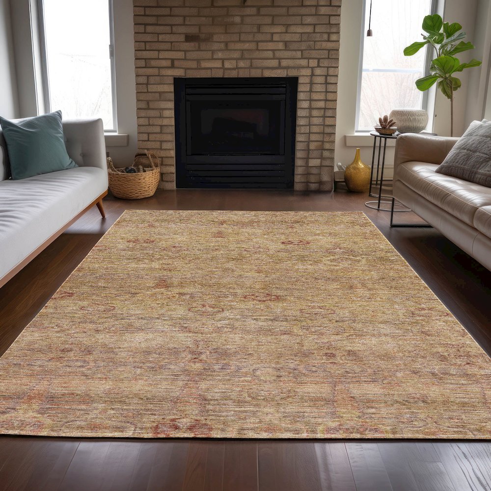 Machine Washable Indoor/Outdoor Chantille ACN2090 Coral 9' x 12' Rug. Picture 6