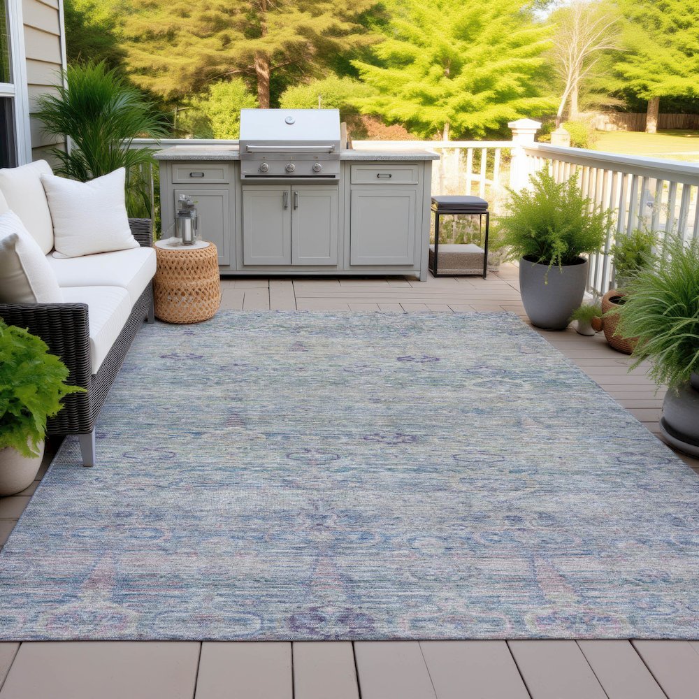 Machine Washable Indoor/Outdoor Chantille ACN2090 Plum 9' x 12' Rug. Picture 7