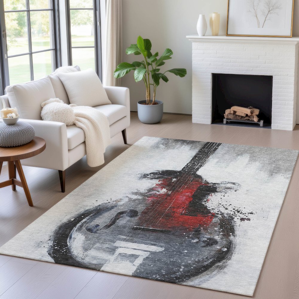 Machine Washable Indoor/Outdoor Chantille ACN2091 Gray 9' x 12' Rug. Picture 5