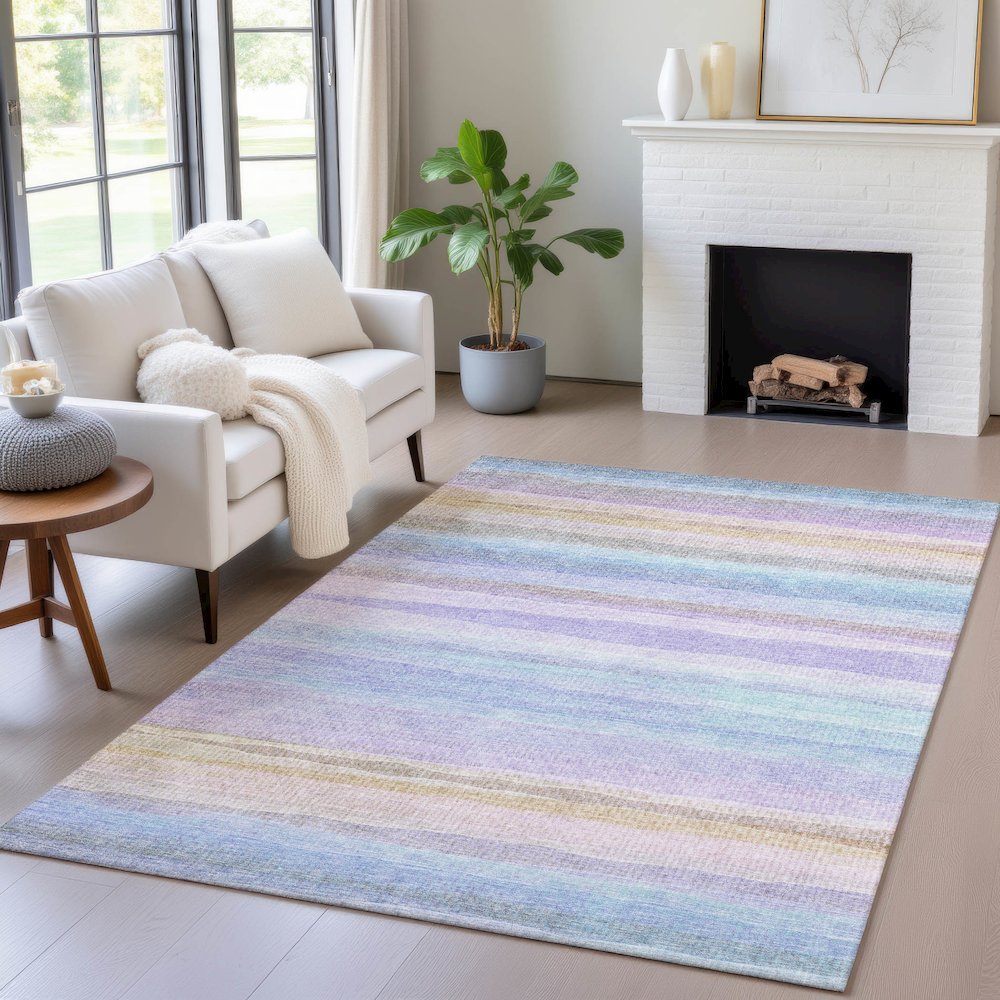 Machine Washable Indoor/Outdoor Chantille ACN2093 Lavender 9' x 12' Rug. Picture 5