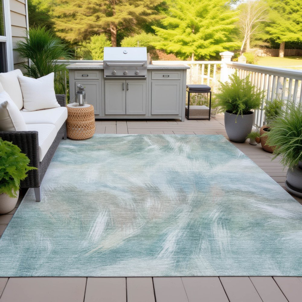 Machine Washable Indoor/Outdoor Chantille ACN2096 Sky 9' x 12' Rug. Picture 7