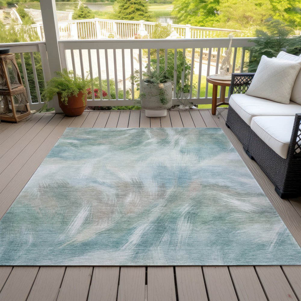 Machine Washable Indoor/Outdoor Chantille ACN2096 Sky 9' x 12' Rug. Picture 8
