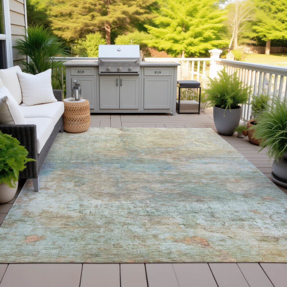 Machine Washable Indoor/Outdoor Chantille ACN2100 Wheat 9' x 12' Rug. Picture 7