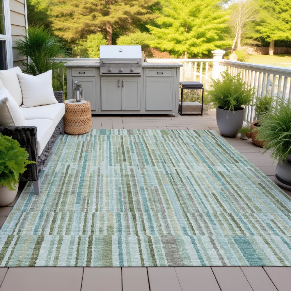 Machine Washable Indoor/Outdoor Chantille ACN2102 Aloe 9' x 12' Rug. Picture 7