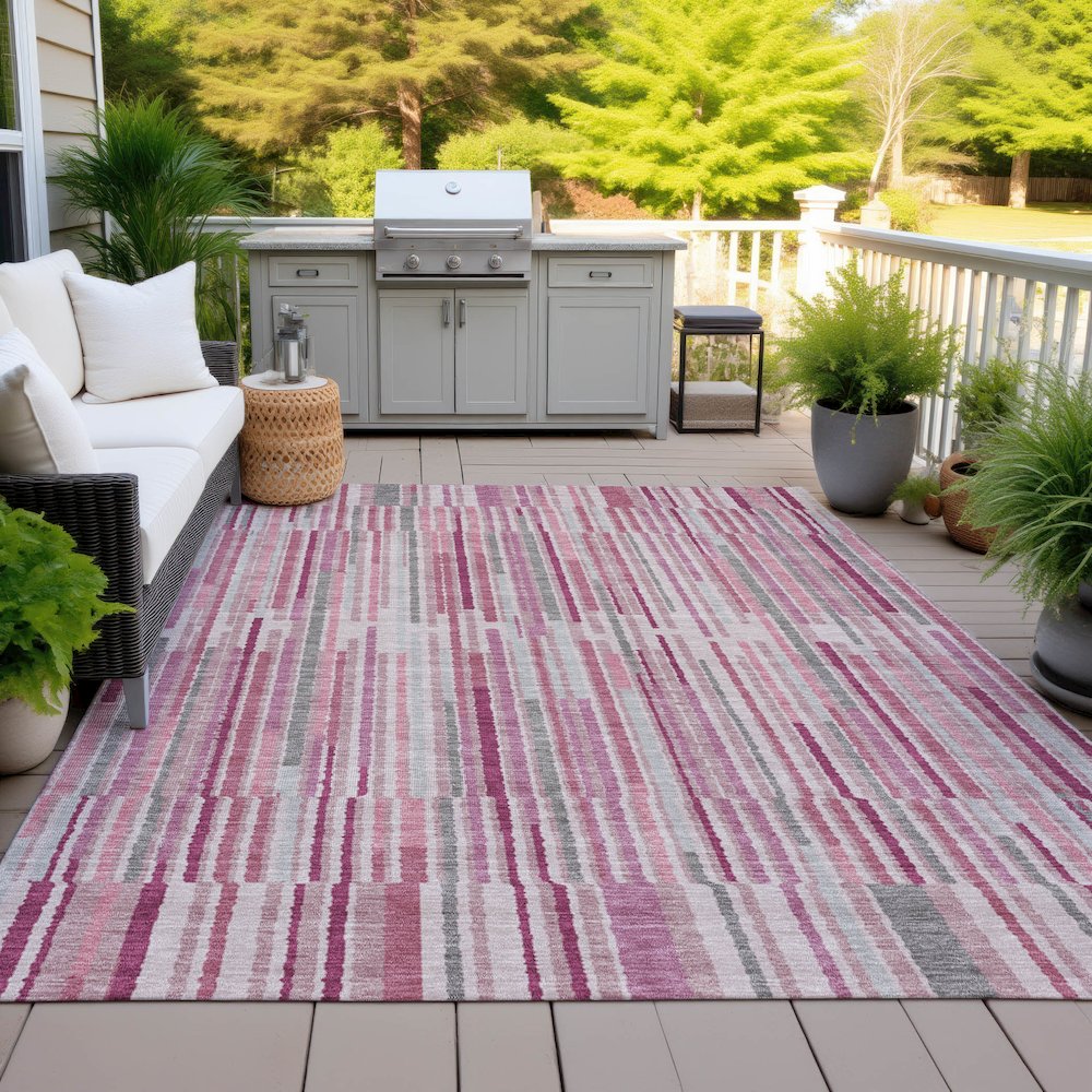 Machine Washable Indoor/Outdoor Chantille ACN2102 Blush 9' x 12' Rug. Picture 7