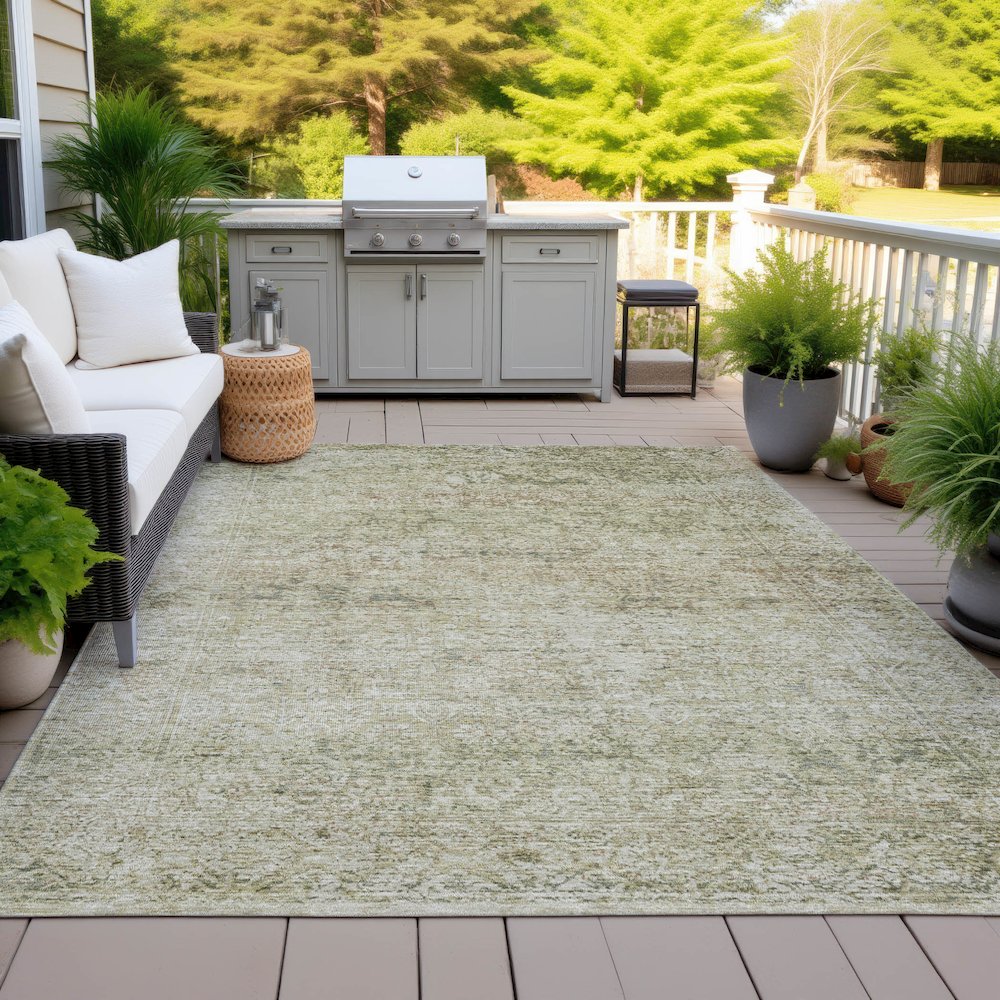 Machine Washable Indoor/Outdoor Chantille ACN2103 Sage 9' x 12' Rug. Picture 7
