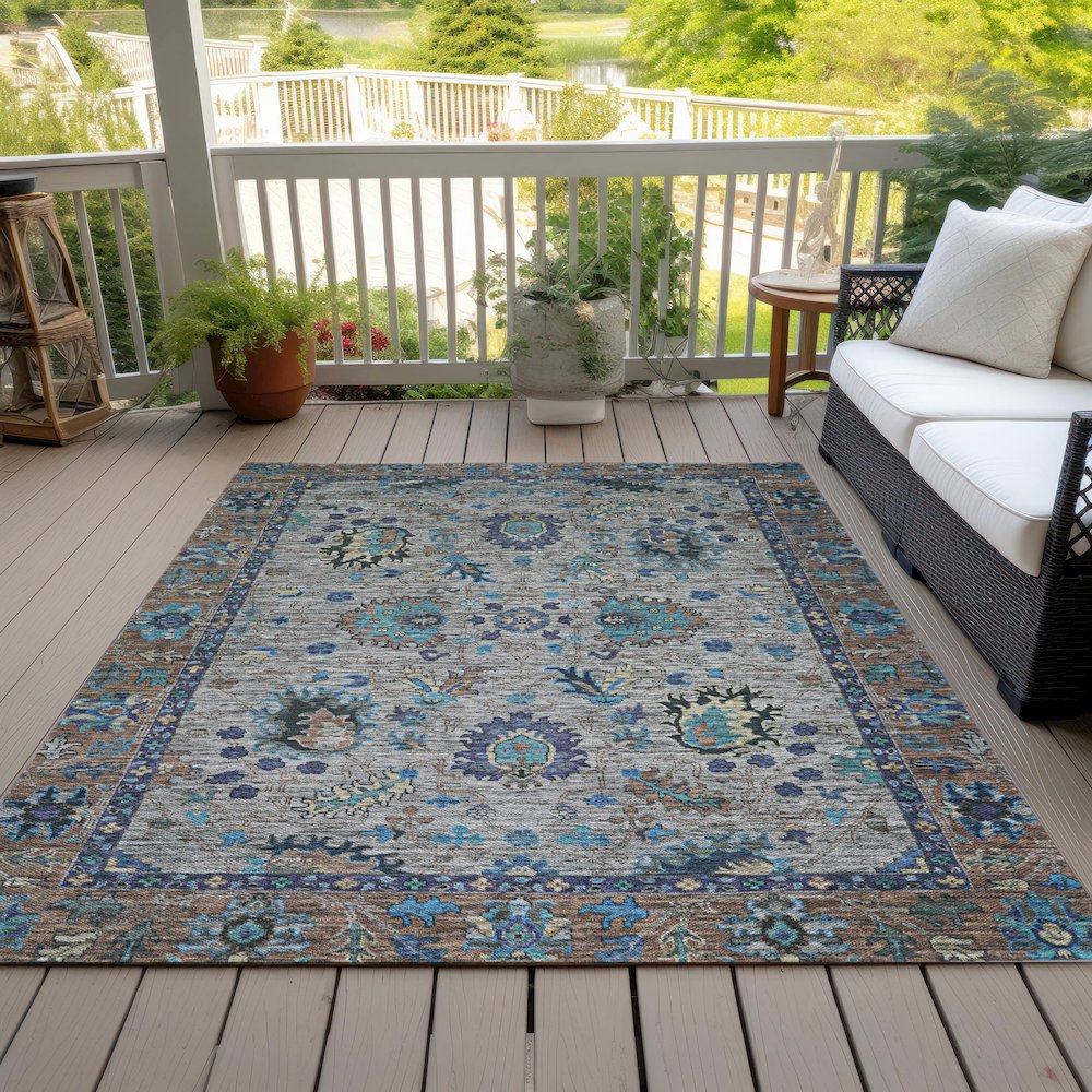 Machine Washable Indoor/Outdoor Chantille ACN2104 Pewter 9' x 12' Rug. Picture 8