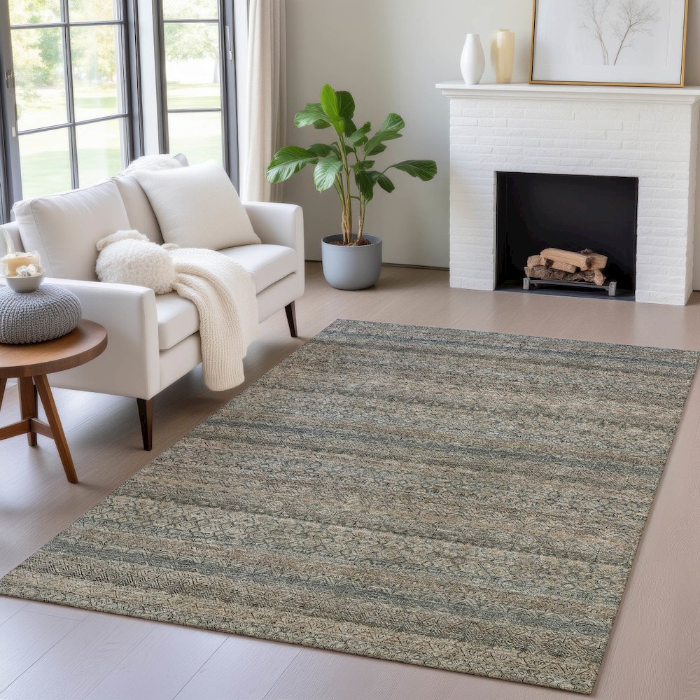 Machine Washable Indoor/Outdoor Chantille ACN2105 Chocolate 9' x 12' Rug. Picture 5
