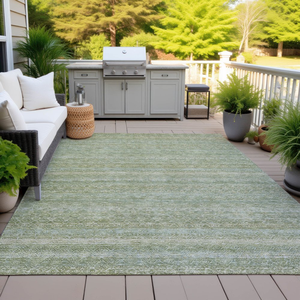 Machine Washable Indoor/Outdoor Chantille ACN2105 Sage 9' x 12' Rug. Picture 7