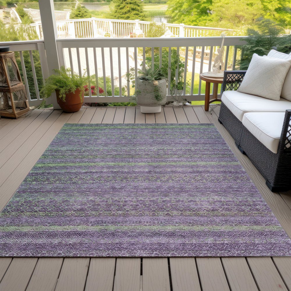 Machine Washable Indoor/Outdoor Chantille ACN2106 Purple 9' x 12' Rug. Picture 8