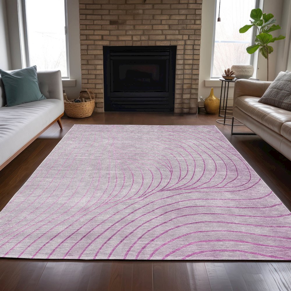 Machine Washable Indoor/Outdoor Chantille ACN2107 Blush 9' x 12' Rug. Picture 6