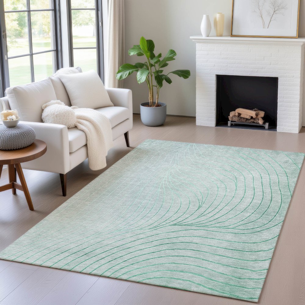 Machine Washable Indoor/Outdoor Chantille ACN2107 Mint 9' x 12' Rug. Picture 5