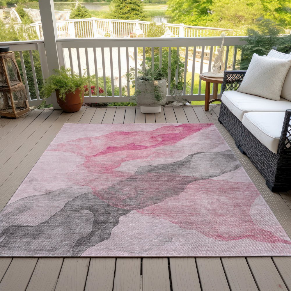 Machine Washable Indoor/Outdoor Chantille ACN2109 Blush 9' x 12' Rug. Picture 8