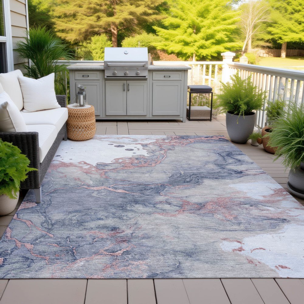 Machine Washable Indoor/Outdoor Chantille ACN2110 Blush 9' x 12' Rug. Picture 7