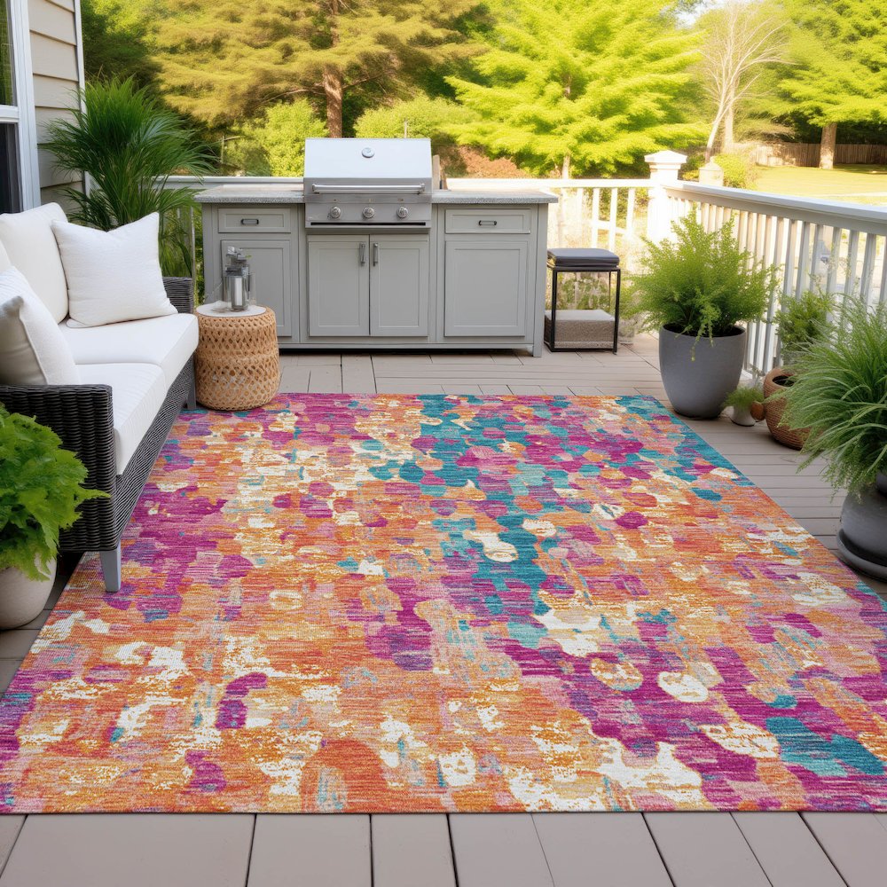 Machine Washable Indoor/Outdoor Chantille ACN2115 Blush 9' x 12' Rug. Picture 7
