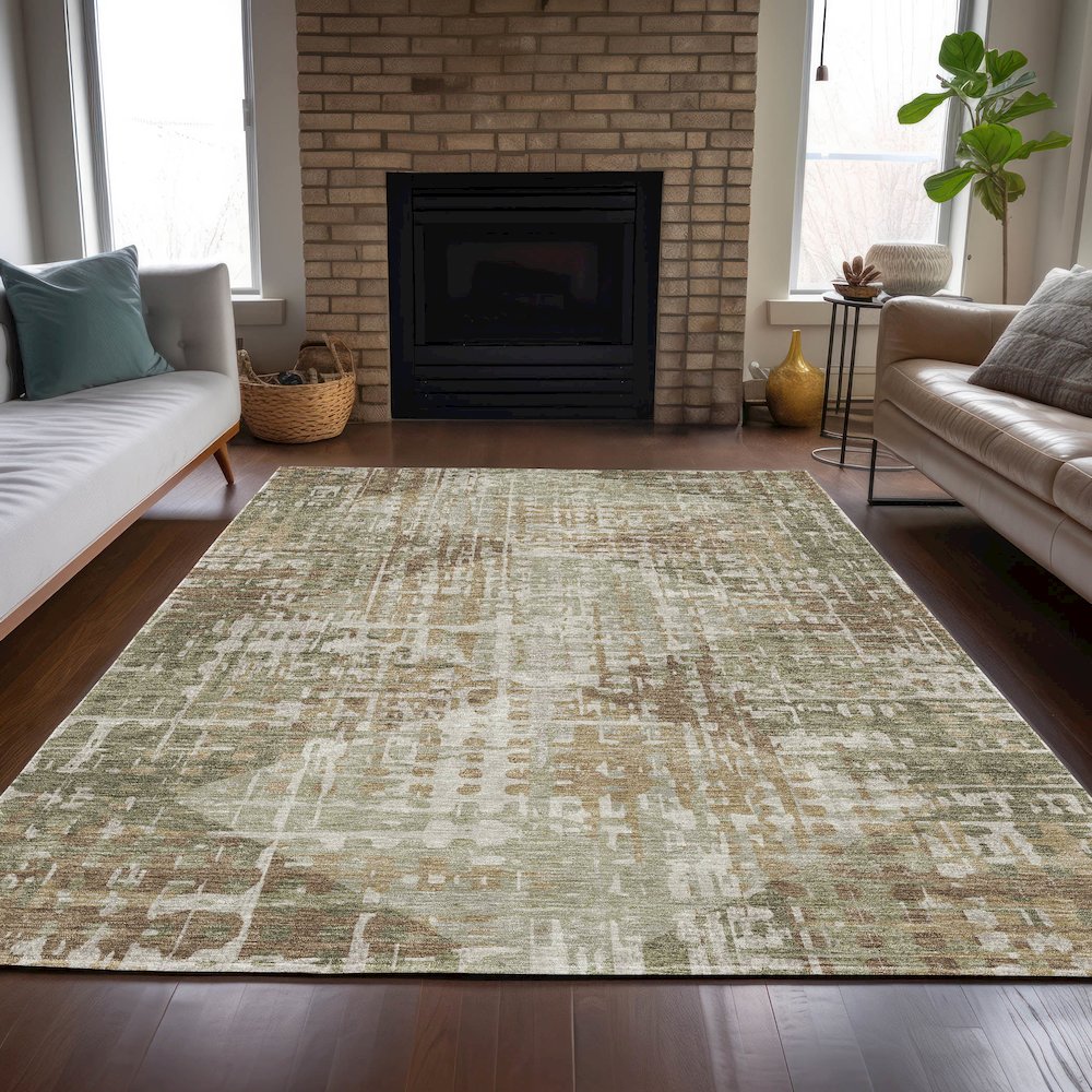 Machine Washable Indoor/Outdoor Chantille ACN2116 Fern 9' x 12' Rug. Picture 6