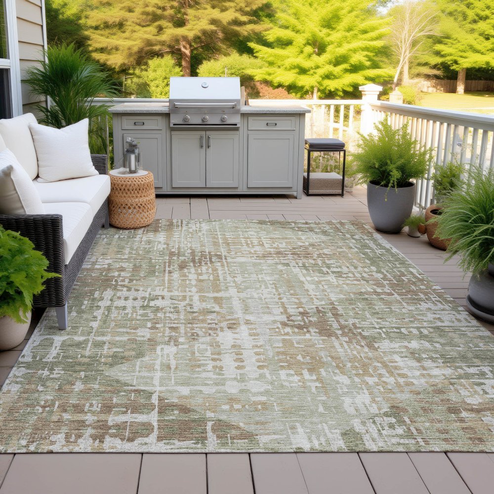Machine Washable Indoor/Outdoor Chantille ACN2116 Fern 9' x 12' Rug. Picture 7