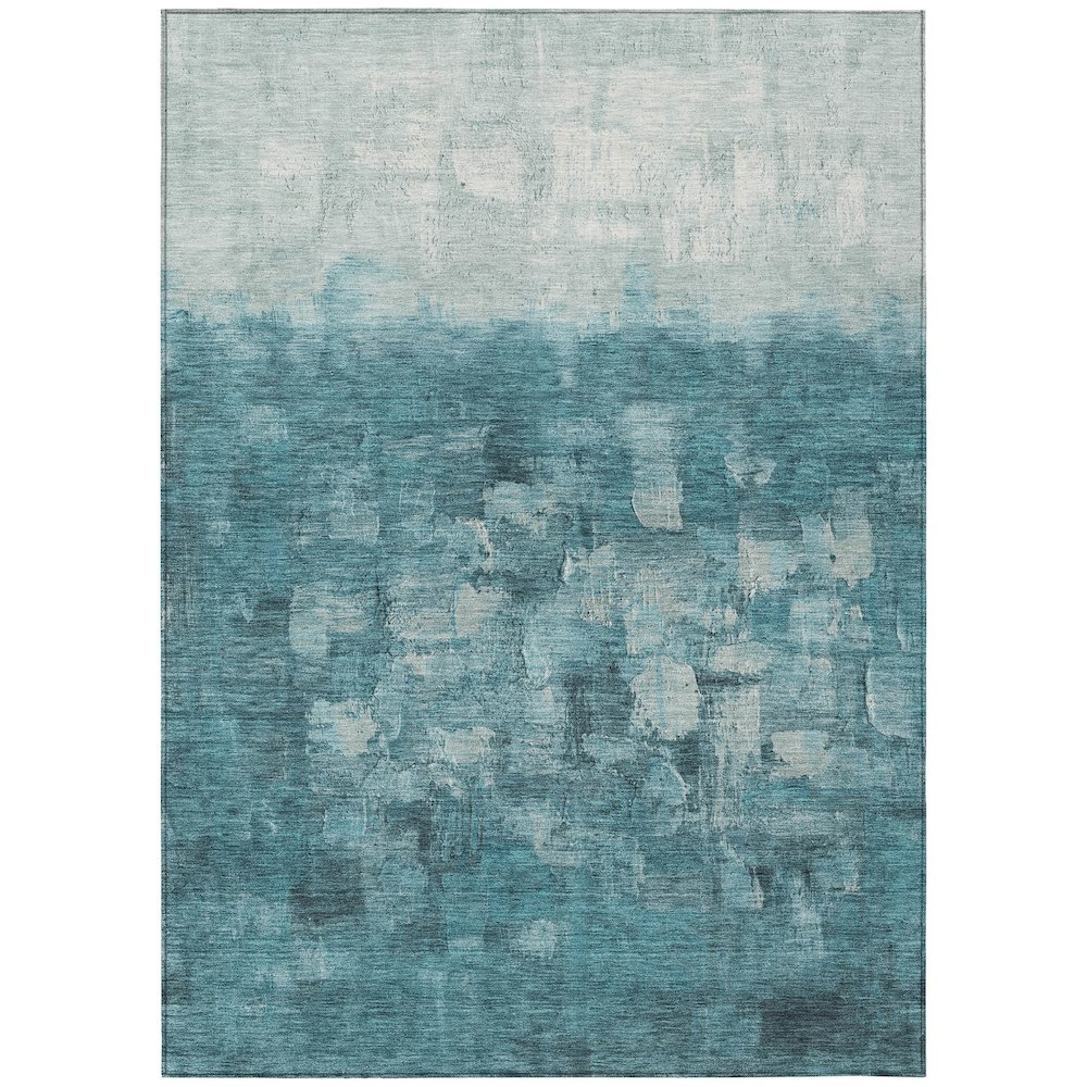 Machine Washable Indoor/Outdoor Chantille ACN2119 Teal 9' x 12' Rug. Picture 1