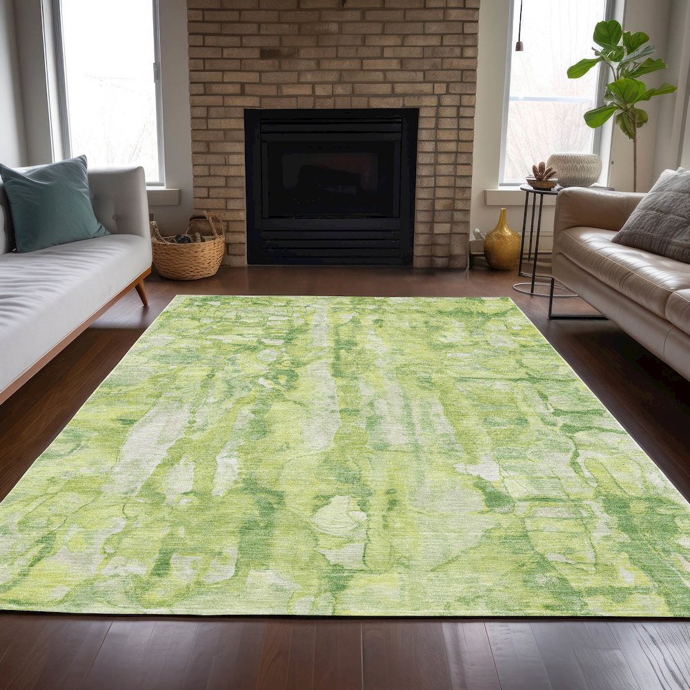 Machine Washable Indoor/Outdoor Chantille ACN2120 Lime 9' x 12' Rug. Picture 6