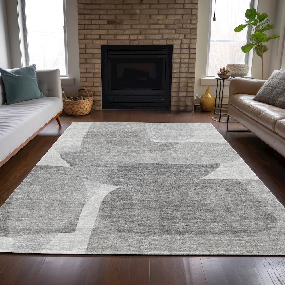 Machine Washable Indoor/Outdoor Chantille ACN2121 Linen 9' x 12' Rug. Picture 6