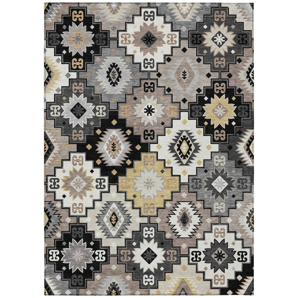 Machine Washable Indoor/Outdoor Chantille ACN2123 Black 9' x 12' Rug. Picture 1
