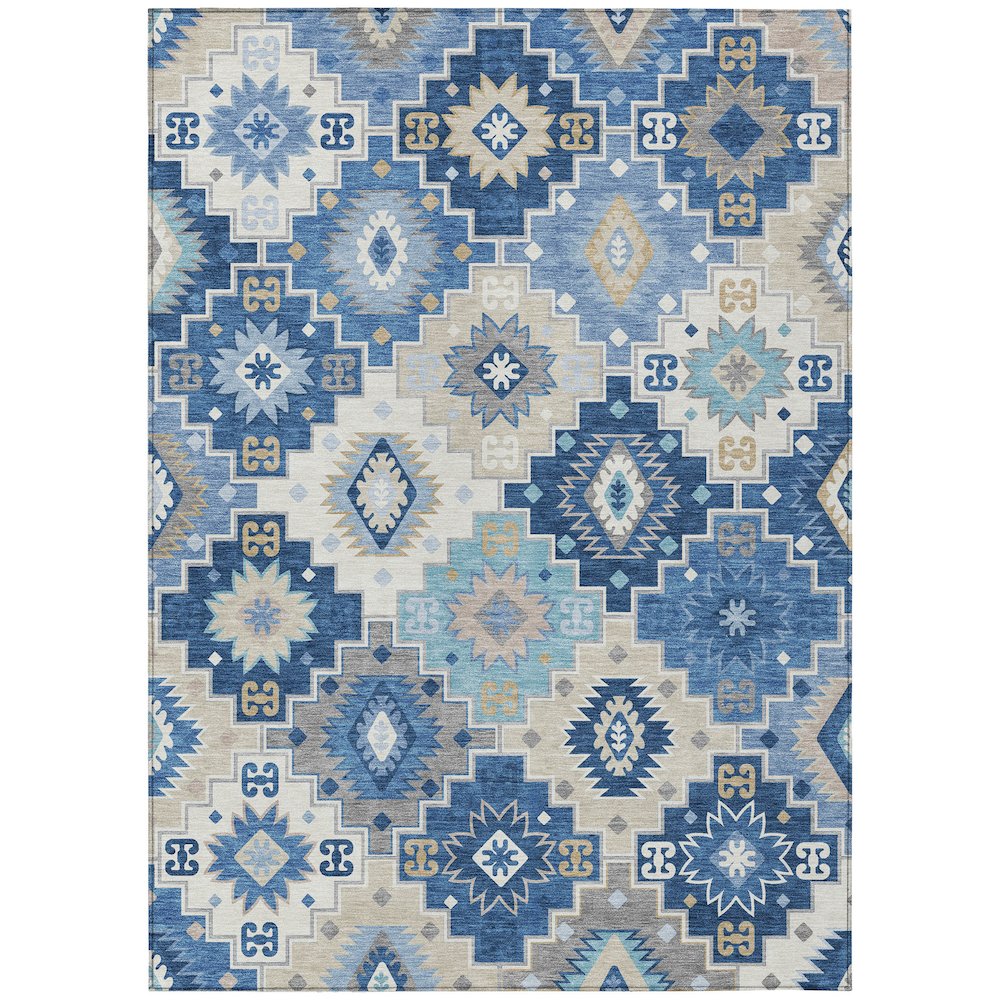 Machine Washable Indoor/Outdoor Chantille ACN2123 Blue 9' x 12' Rug. Picture 1