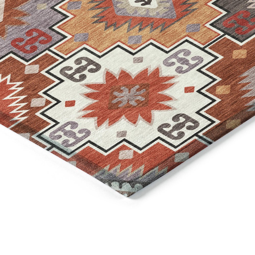 Machine Washable Indoor/Outdoor Chantille ACN2123 Paprika 5' x 7'6" Rug. Picture 3
