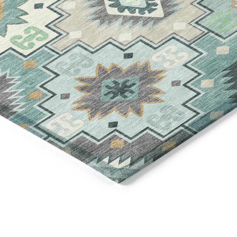 Machine Washable Indoor/Outdoor Chantille ACN2123 Teal 5' x 7'6" Rug. Picture 3