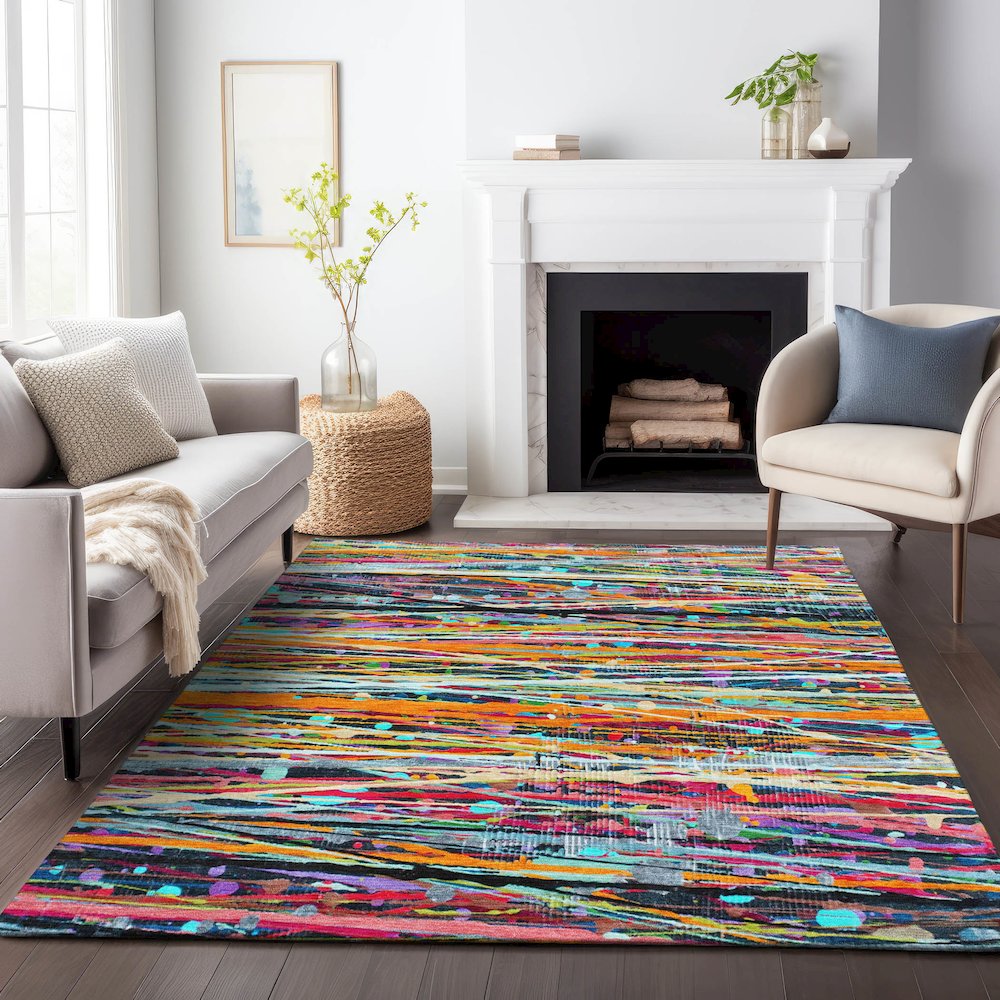 Machine Washable Indoor/Outdoor Chantille ACN2125 Orange 9' x 12' Rug. Picture 6