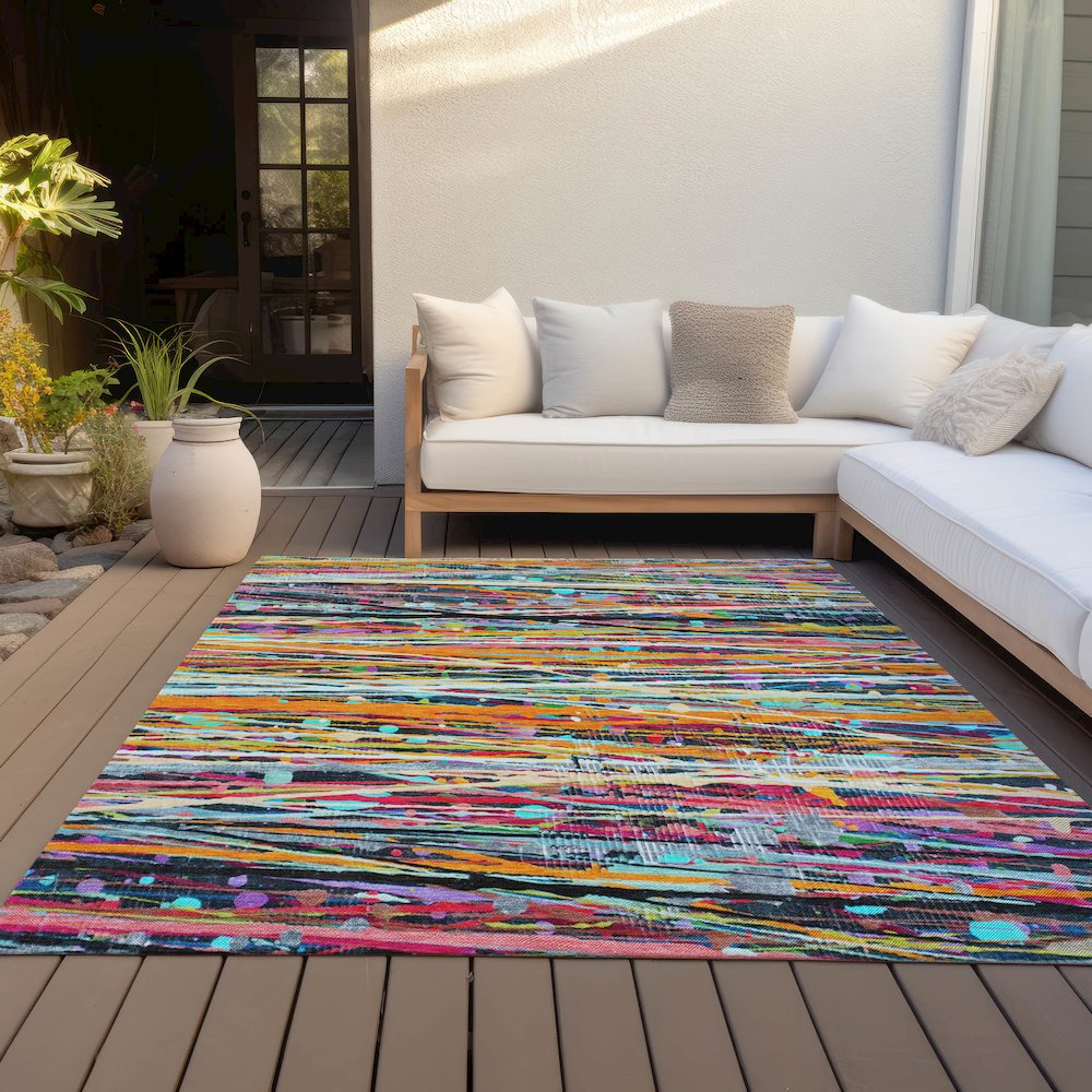 Machine Washable Indoor/Outdoor Chantille ACN2125 Orange 9' x 12' Rug. Picture 7