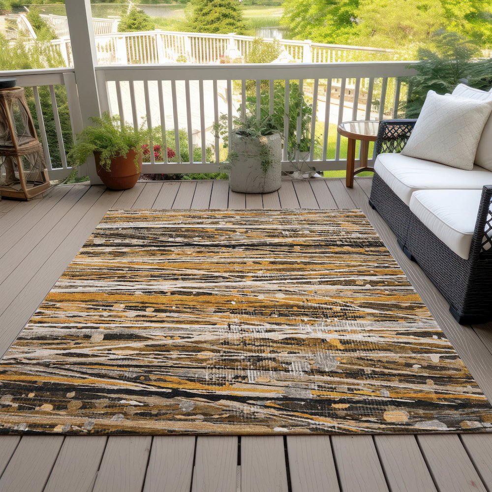 Machine Washable Indoor/Outdoor Chantille ACN2126 Copper 9' x 12' Rug. Picture 7