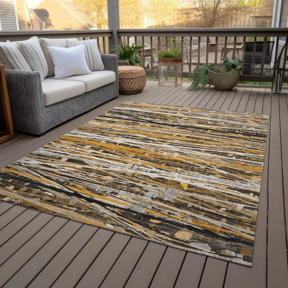Machine Washable Indoor/Outdoor Chantille ACN2126 Copper 9' x 12' Rug. Picture 8