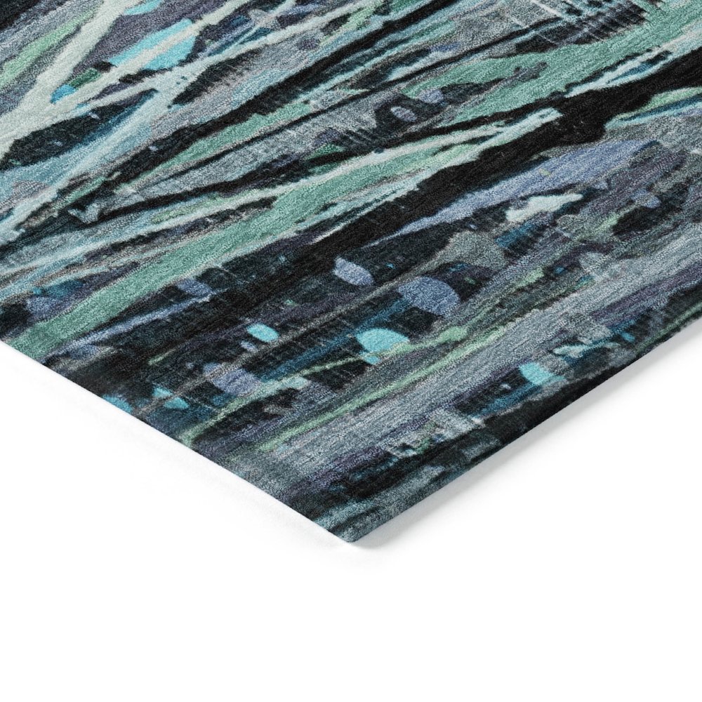 Machine Washable Indoor/Outdoor Chantille ACN2126 Teal 5' x 7'6" Rug. Picture 3